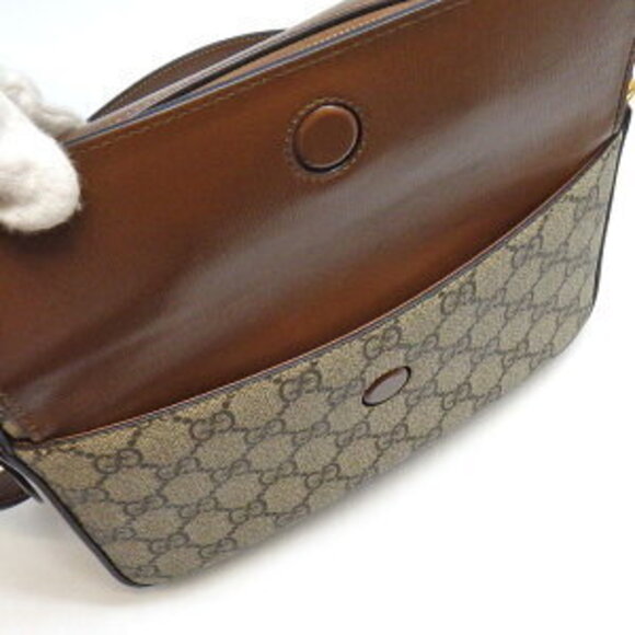 Gucci Horsebit Shoulder Bag Beige Ebony GG Supreme Canvas Leather - Picture 7 of 10